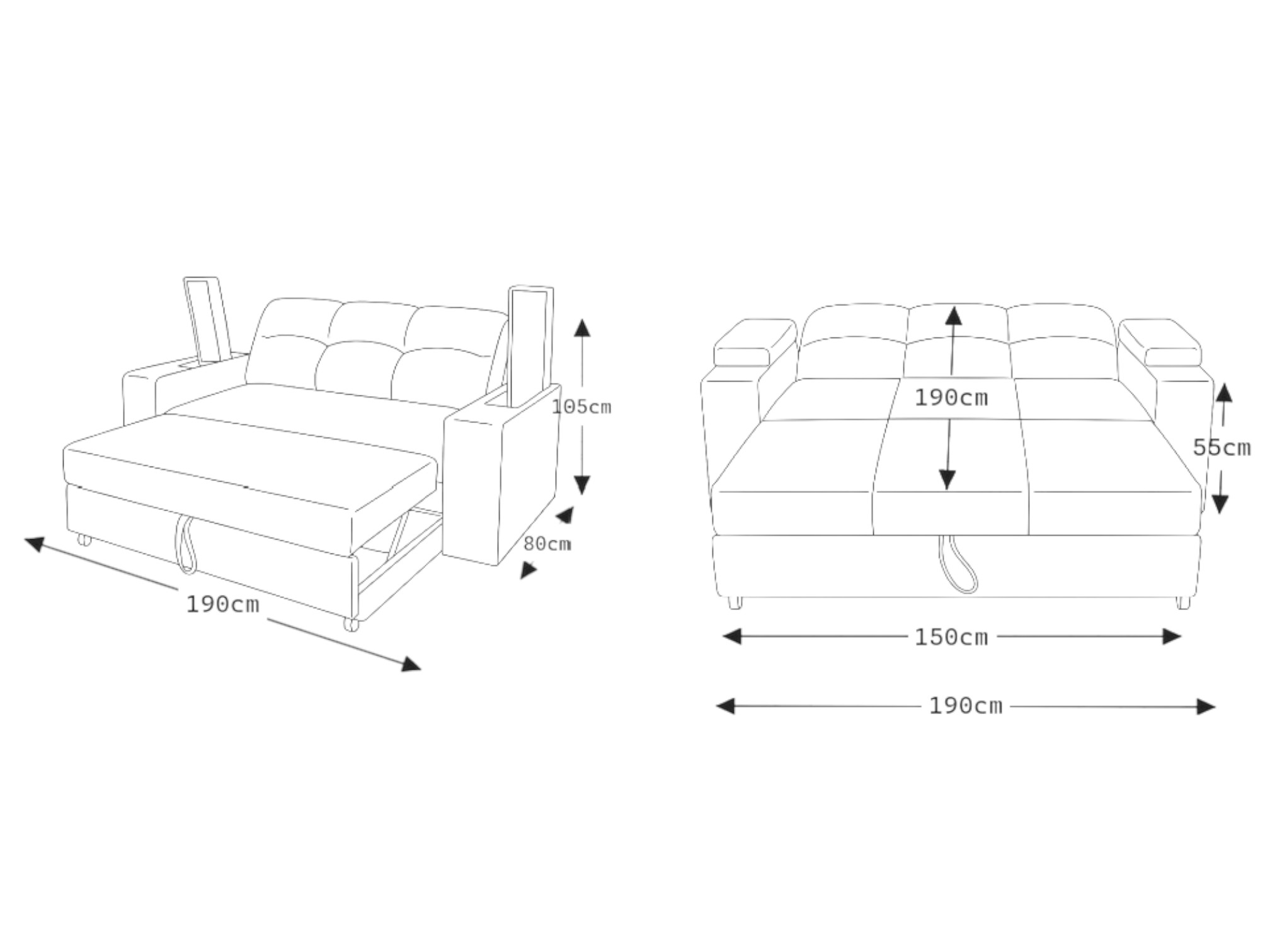 SOFA CAMA FUNCIONAL 2PZ DECO POUF LINO AZUL INDIGO IMPERMEABLE - 8