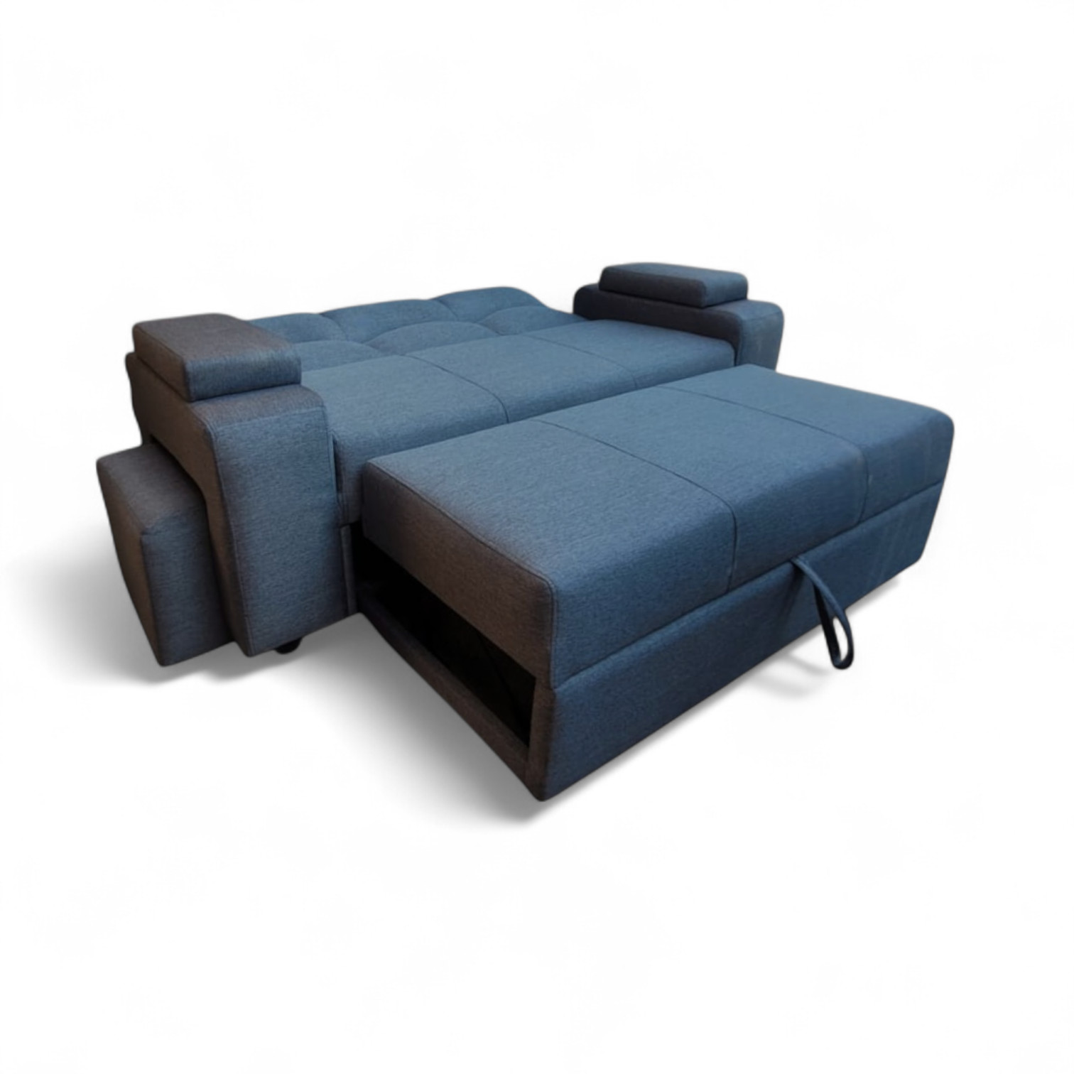 SOFA CAMA FUNCIONAL 2PZ DECO POUF LINO GRIS OSCURO IMPERMEABLE - 5