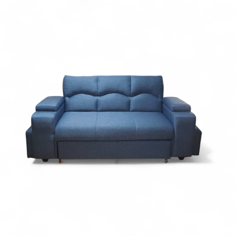 SOFA CAMA FUNCIONAL 2PZ DECO POUF LINO AZUL - 8