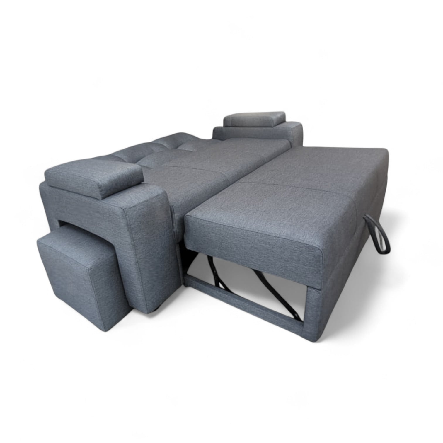 SOFA CAMA FUNCIONAL 2PZ DECO POUF LINO GRIS - 2