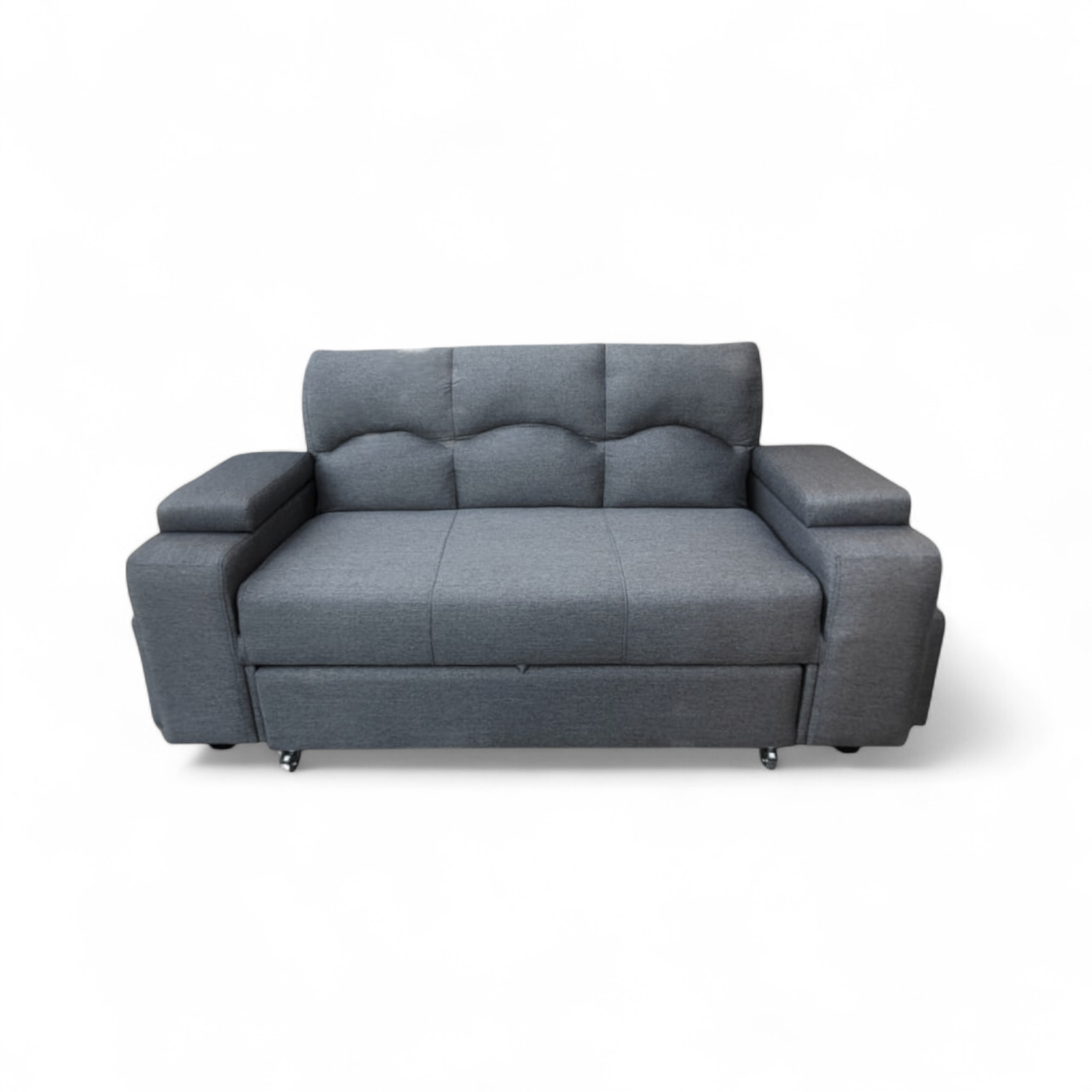 SOFA CAMA FUNCIONAL 2PZ DECO POUF LINO GRIS - 7