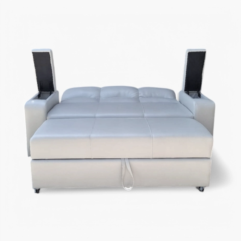SOFA CAMA FUNCIONAL 2 PZ DECO PU ECOCUERO BLANCO - 3