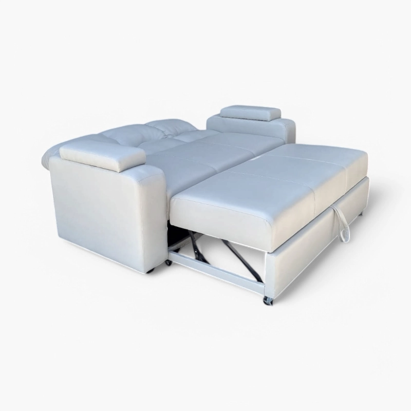 SOFA CAMA FUNCIONAL 2 PZ DECO PU ECOCUERO BLANCO - 5