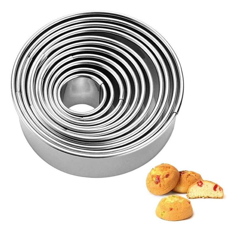 14 MOLDES GALLETAS CIRCULO MOLDE DE GALLETA CORTADOR GALLETA - 1