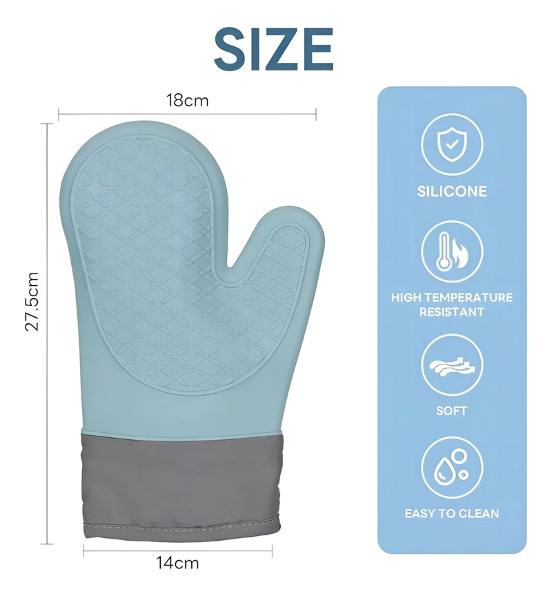 X2 GUANTE SILICONA PARA HORNO TOMA OLLA GUANTES COCINA 27 CM PROTECTOR DE SILICONA AGARRADERA PARA H - 2