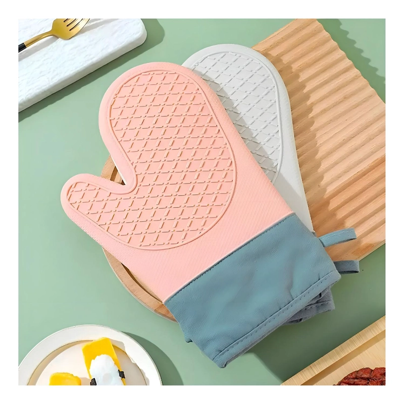 X2 GUANTE SILICONA PARA HORNO TOMA OLLA GUANTES COCINA 27 CM PROTECTOR DE SILICONA AGARRADERA PARA H - 4