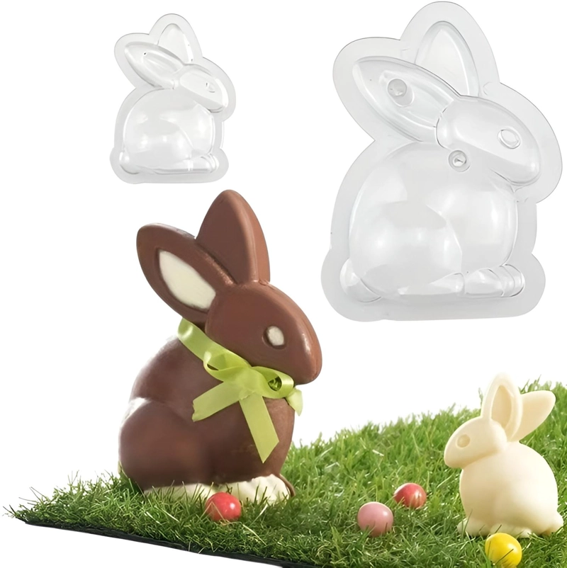 2 MOLDES DE PASCUA MOLDE DE CONEJO GRANDE 3D MOLDE PARA PASTEL DE CHOCOLATE - 1