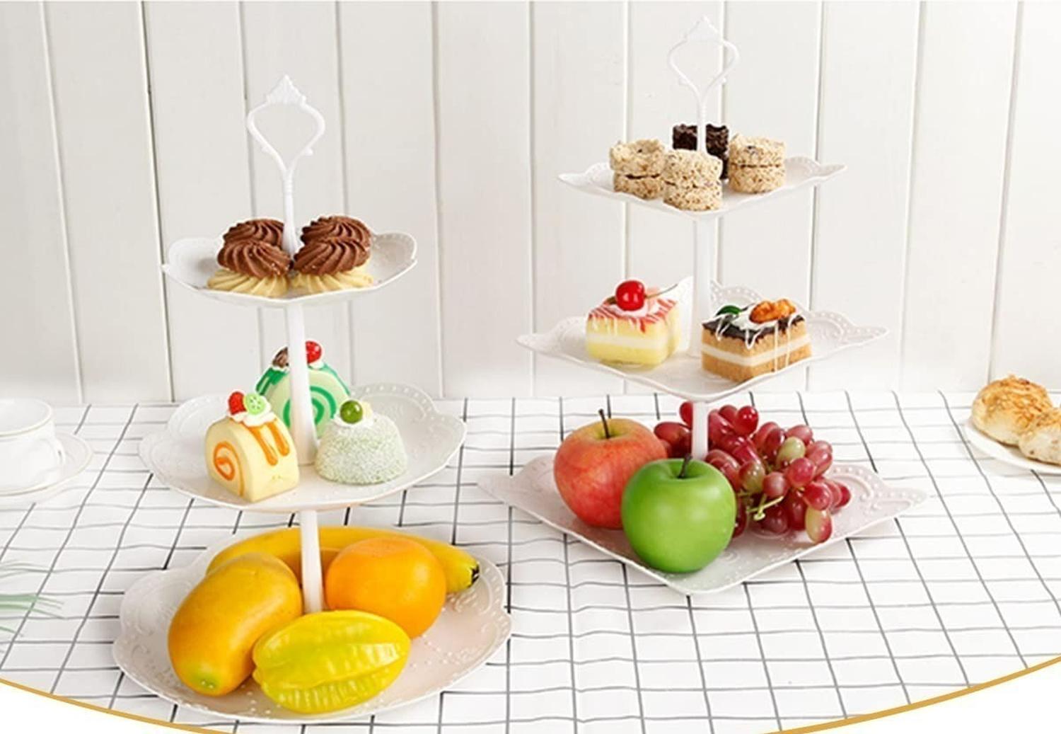 PACK X4 PORTA TORTA PORTA CUPCAKES TORRE PORTA CUPCAKE BLANCO - 3