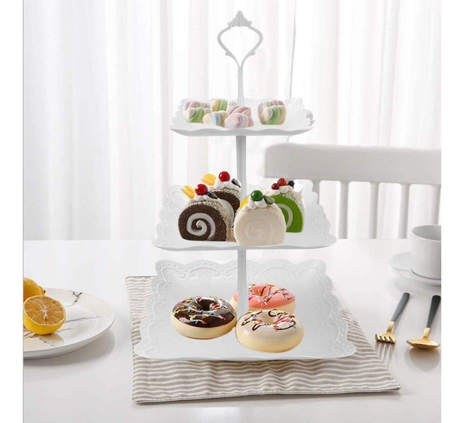 PACK X4 PORTA TORTA PORTA CUPCAKES TORRE PORTA CUPCAKE BLANCO - 5
