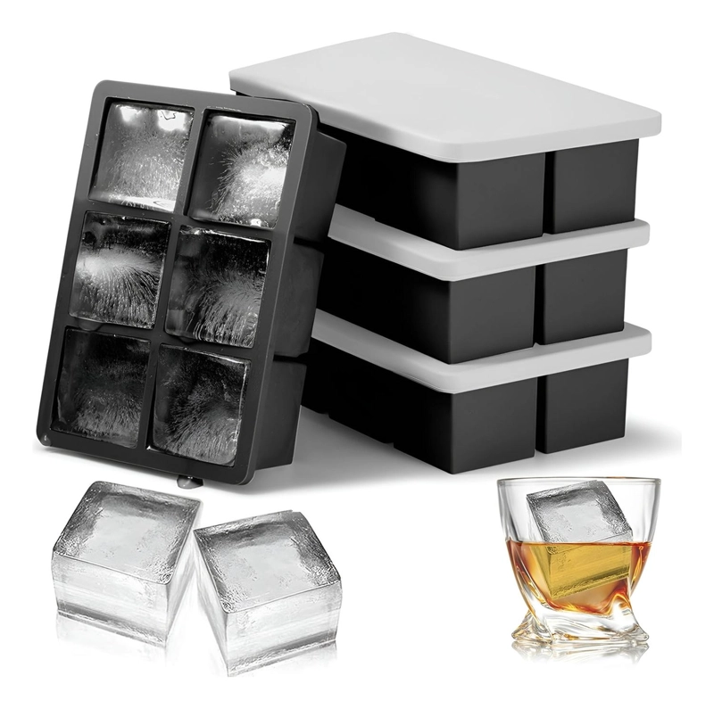 PACK X4 CUBETAS DE HIELO CUBETERA HIELO CUBETAS C/TAPA 6CAV ROSA - 1