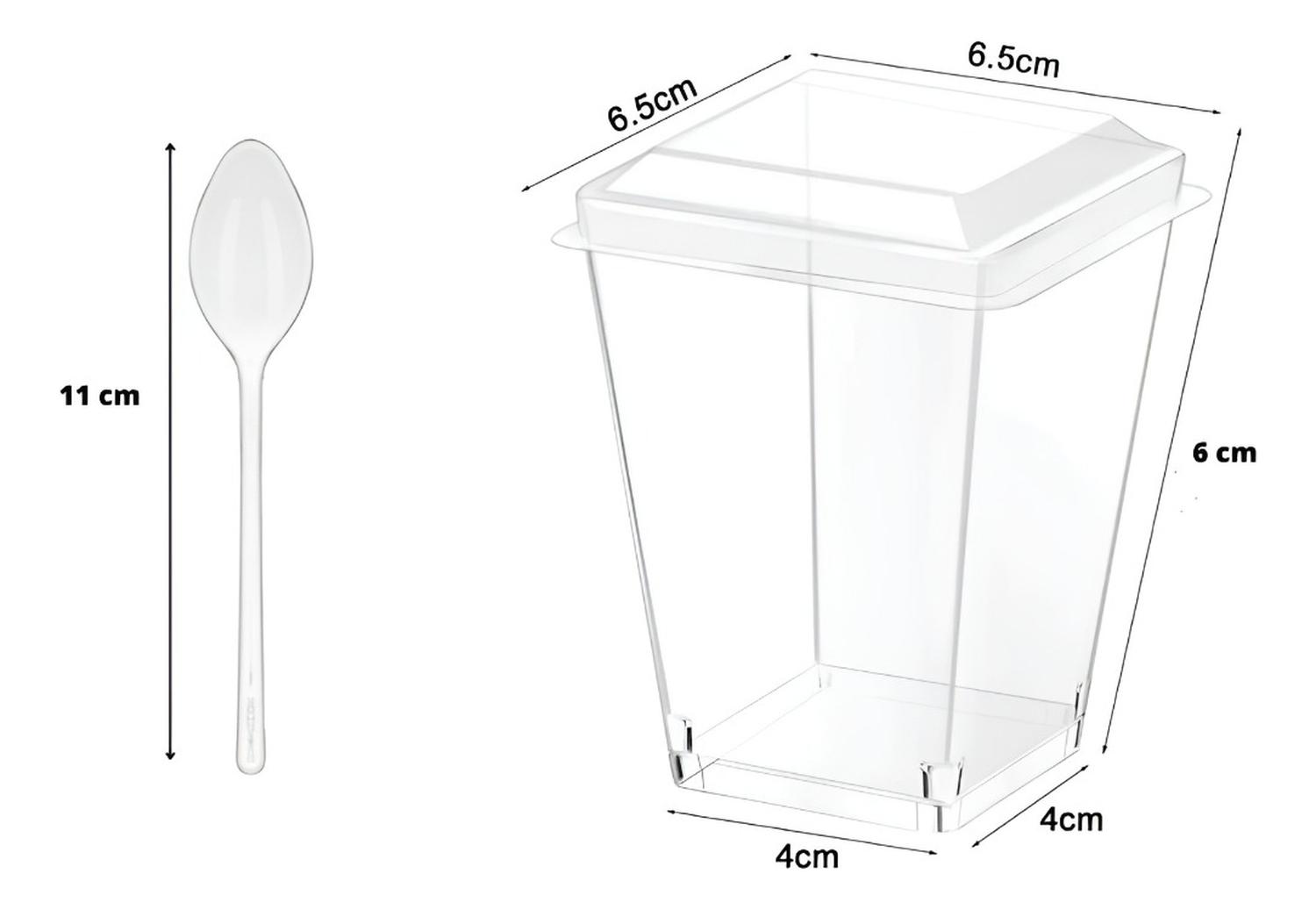 50 SET DE VASOS SHOT POSTRES CON TAPA 50 CUCHARAS ACRILICO TRANSPARENTE 046 - 3