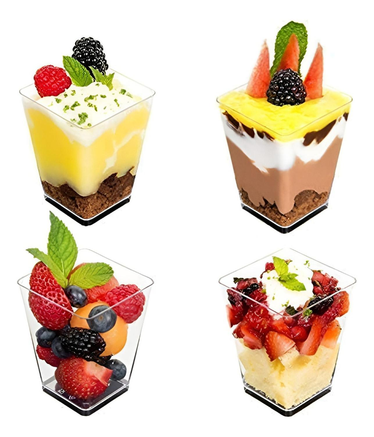 50 SET DE VASOS SHOT POSTRES CON TAPA 50 CUCHARAS ACRILICO TRANSPARENTE 046 - 5