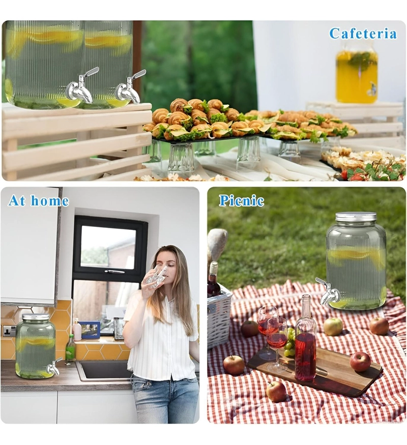 JARRAS VIDRIO DISPENSADOR DE BEBIDAS JARRO PARA JUGO 5L - 9