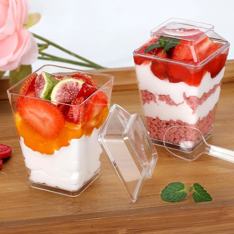 20 VASOS PARA POSTRES SET DE VASOS SHOT POSTRES C/TAPA 110ML BLANCO - 9