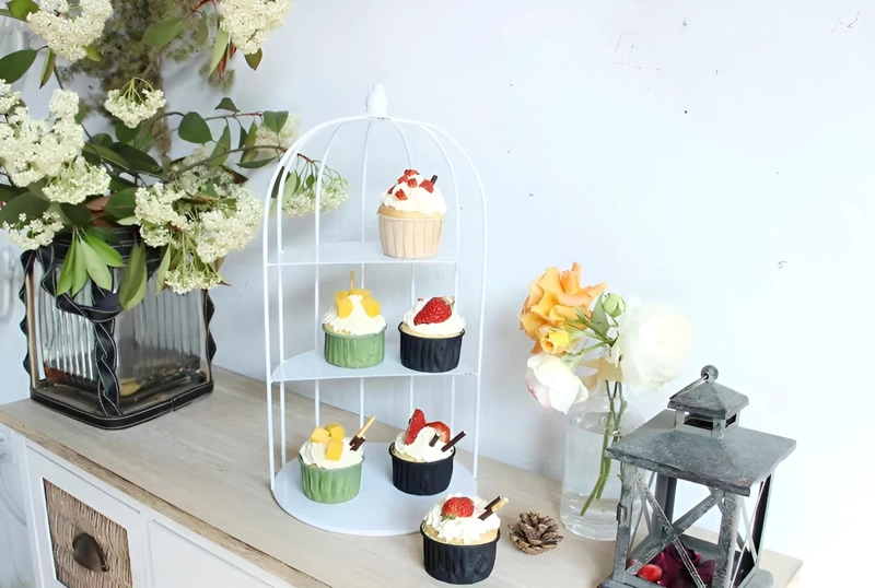 PORTA CUPCAKES PORTA TORTAS BASE PARA CUPCAKES JAULA 35CM - 4