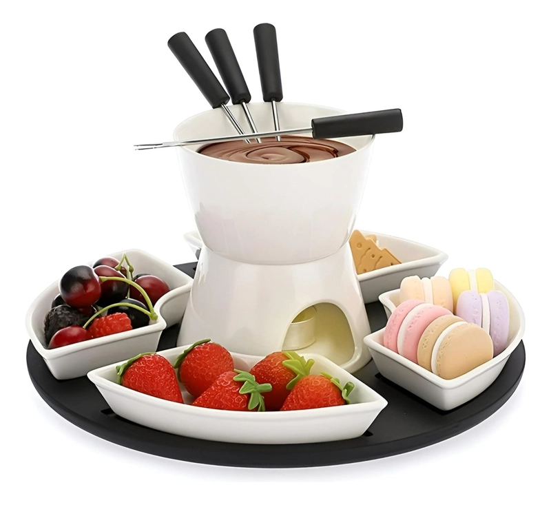 FONDUE CHOCOLATE JUEGO DE FONDUE CERAMICA FONDUE QUESO 11PCS - 1