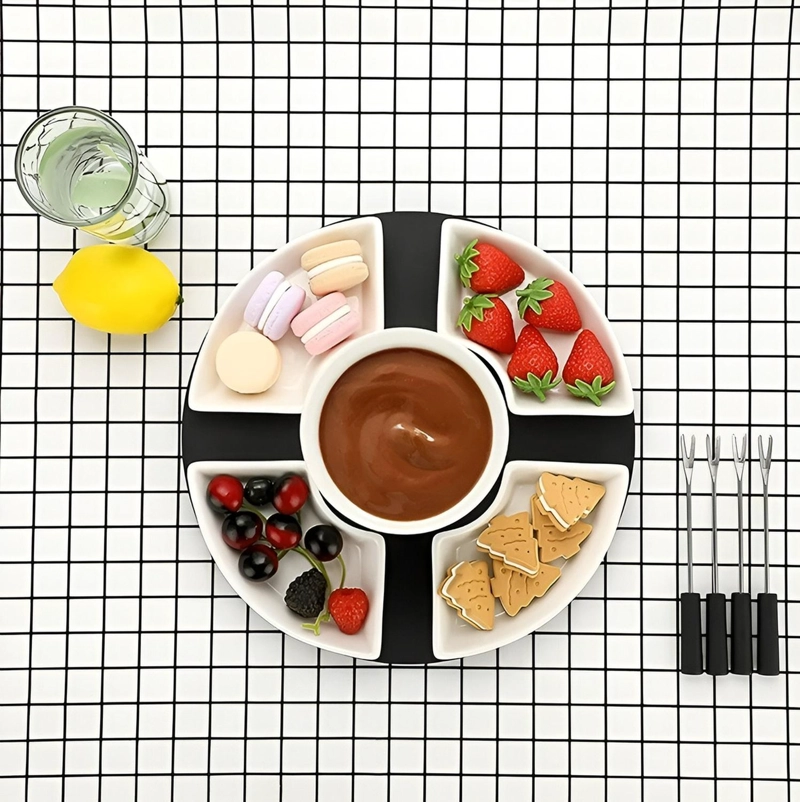 FONDUE CHOCOLATE JUEGO DE FONDUE CERAMICA FONDUE QUESO 11PCS - 7