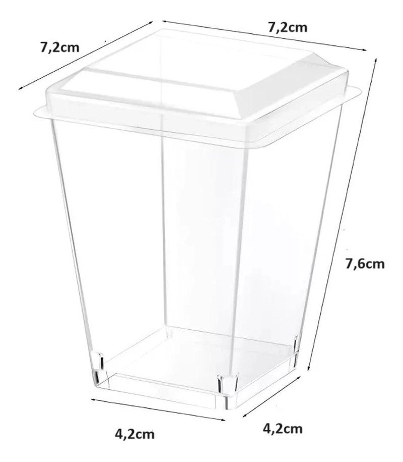 20 VASOS PARA POSTRES SET DE VASOS SHOT POSTRES C/TAPA 220ML TRANSPARENTE - 2