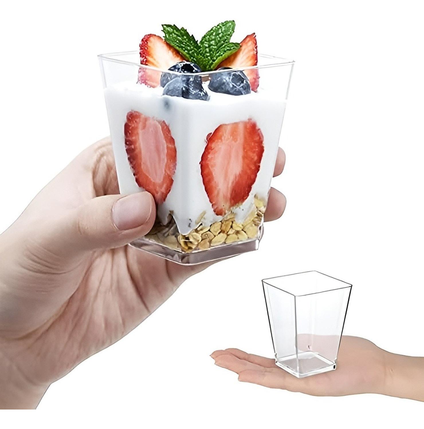 20 VASOS PARA POSTRES SET DE VASOS SHOT POSTRES C/TAPA 220ML TRANSPARENTE - 9