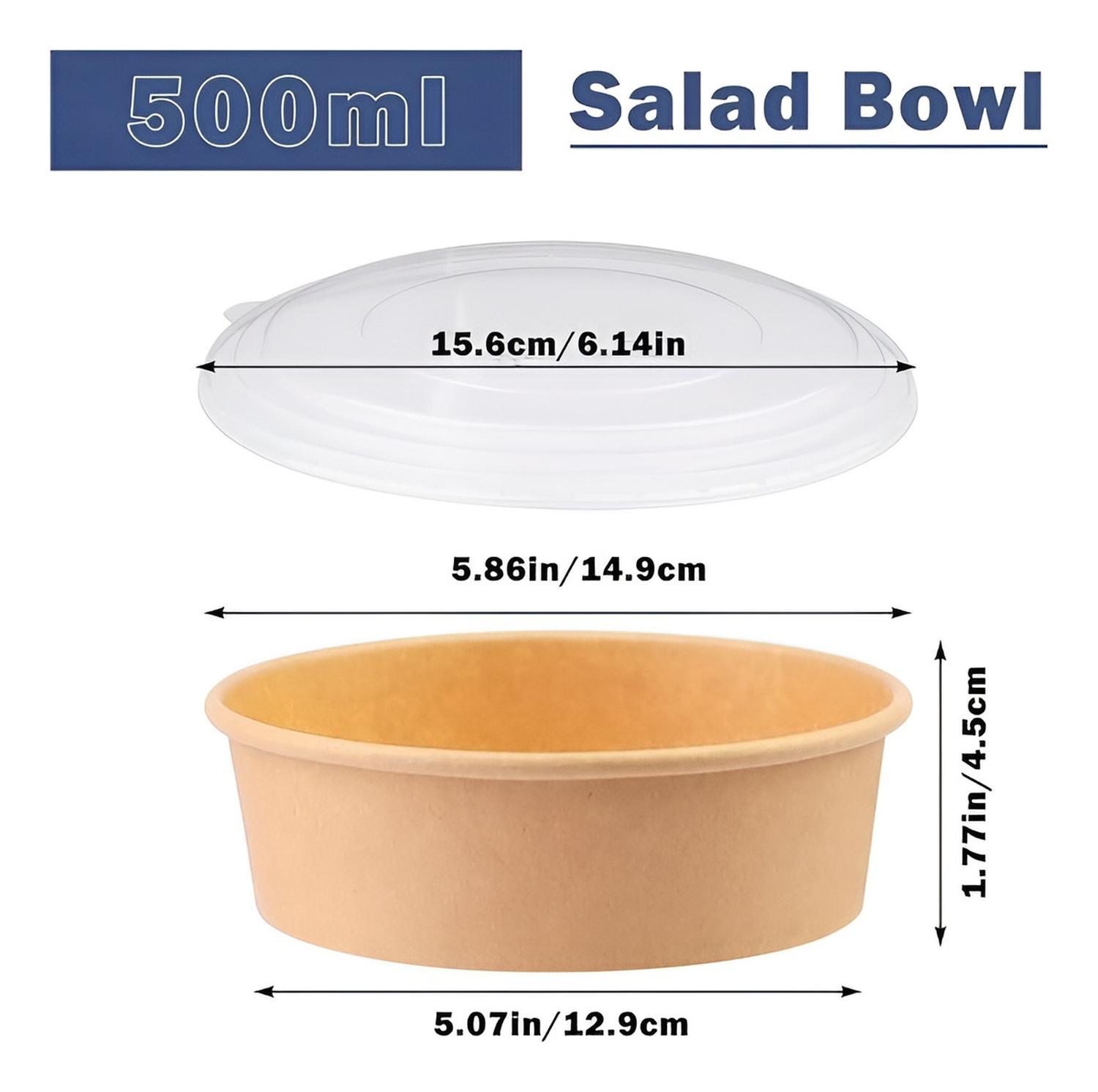 PACK X200 BOWLS PLASTICO BOWL CON TAPA POLIPAPEL KRAFT 500CC BEIGE / BOWL CON TAPA 500CC - 3