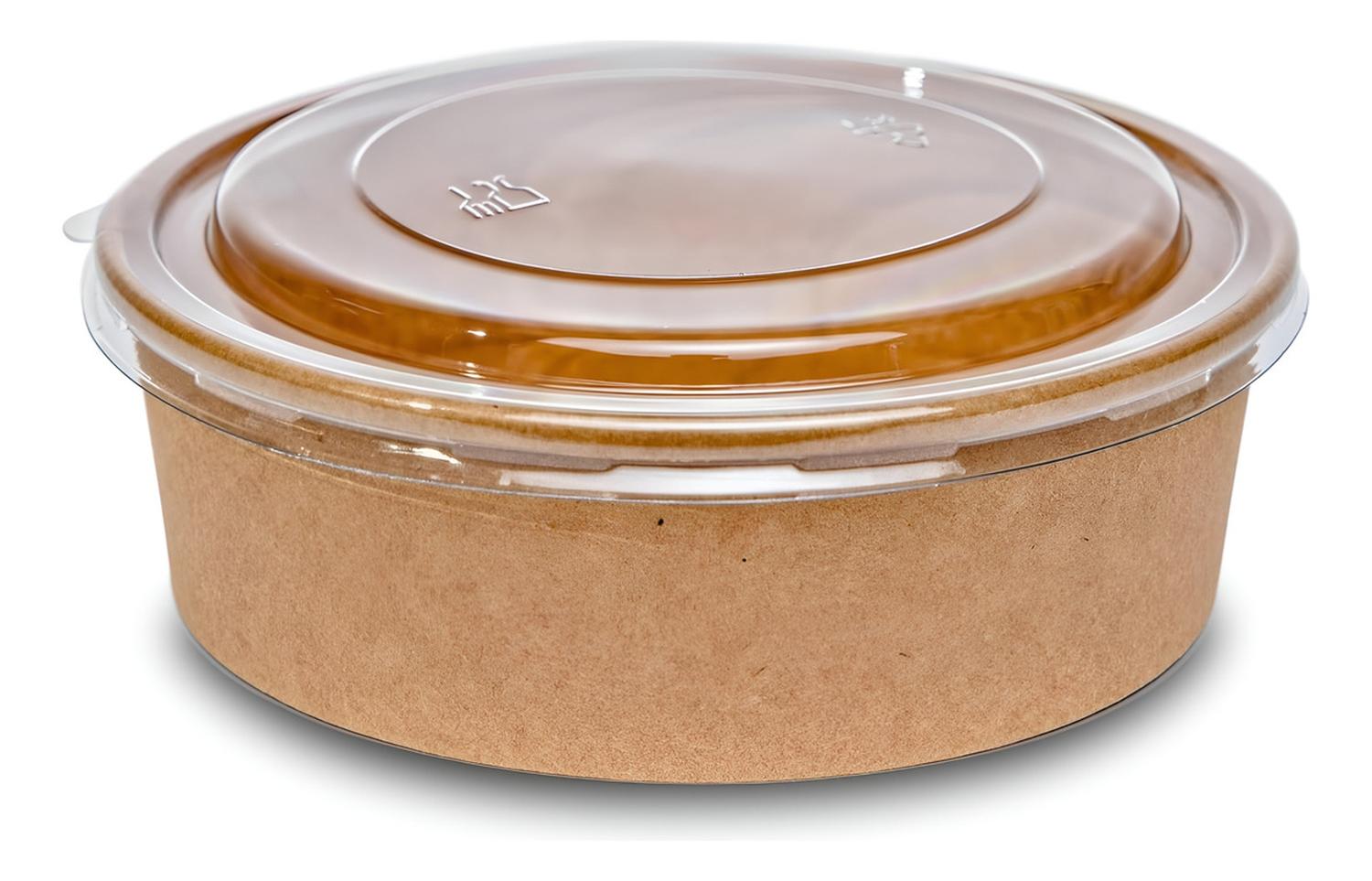PACK X200 BOWLS PLASTICO BOWL CON TAPA POLIPAPEL KRAFT 500CC BEIGE / BOWL CON TAPA 500CC - 9