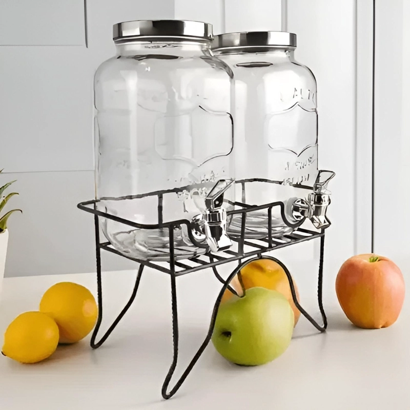 DISPENSADOR DE BEBIDAS CON ATRIL DISPENSADORES DOBLE JUGO 4L - 4