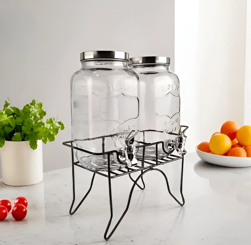 DISPENSADOR DE BEBIDAS CON ATRIL DISPENSADORES DOBLE JUGO 4L - 5