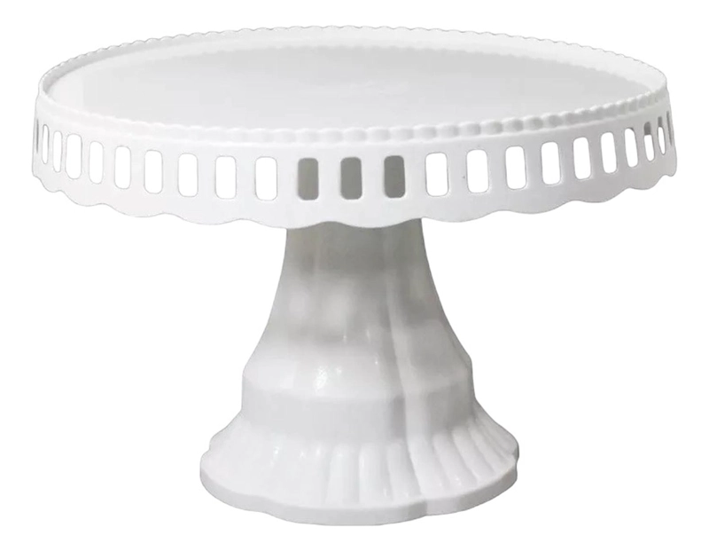 [BLA-110004] BASE DE TORTA BASE TORTA BASE PLATO PORTA TORTA 32 CM BLANCO SIN TAPA - 1