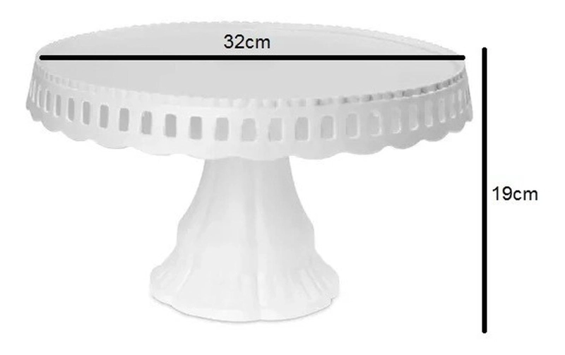 [BLA-110004] BASE DE TORTA BASE TORTA BASE PLATO PORTA TORTA 32 CM BLANCO SIN TAPA - 2