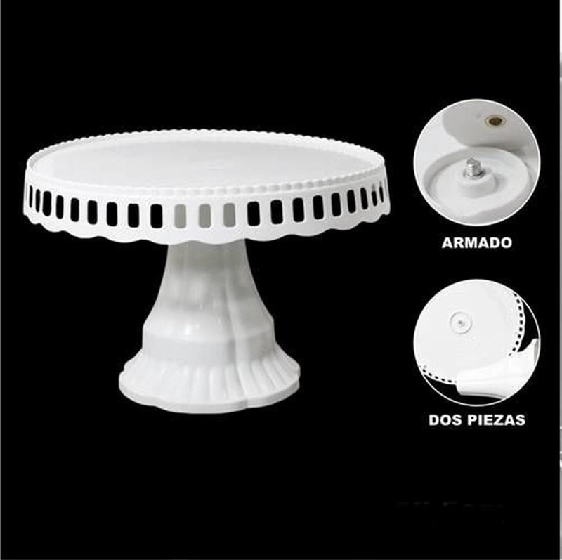 [BLA-110004] BASE DE TORTA BASE TORTA BASE PLATO PORTA TORTA 32 CM BLANCO SIN TAPA - 4