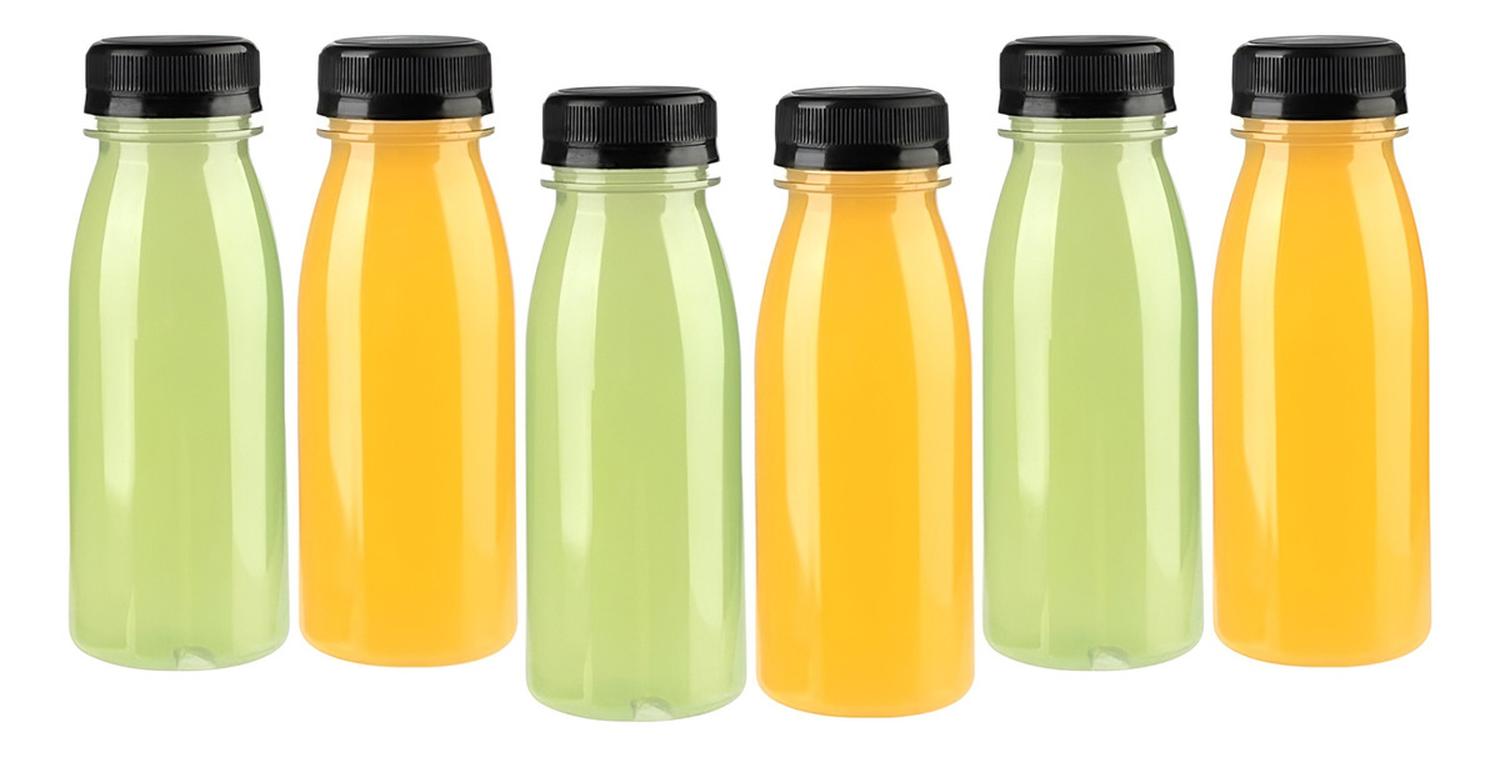 6 BOTELLAS PLASTICAS TRANSPARENTES BOTELLA CON TAPA 300ML TRANSPARENTE - 1