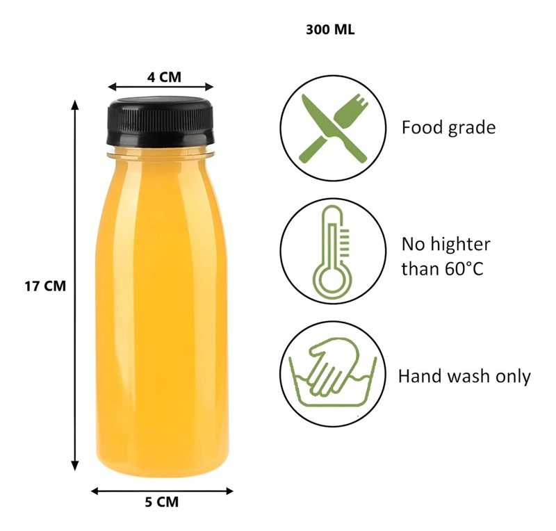 6 BOTELLAS PLASTICAS TRANSPARENTES BOTELLA CON TAPA 300ML TRANSPARENTE - 3
