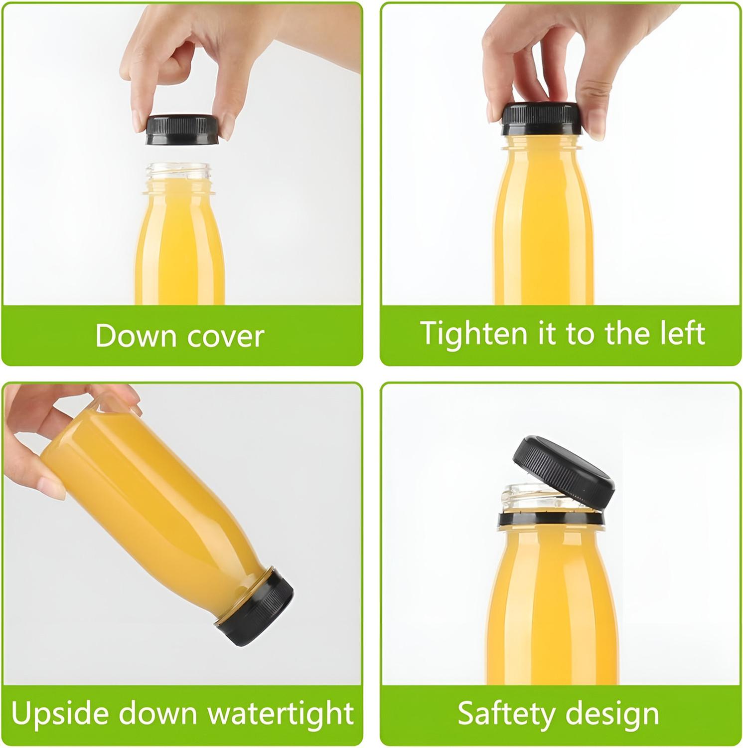 6 BOTELLAS PLASTICAS TRANSPARENTES BOTELLA CON TAPA 300ML TRANSPARENTE - 8