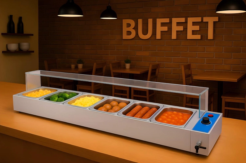 CHAFER BUFETERA BAÑO MARIA ELECTRICO BUFFET 6 DEPOSITOS 7L - 6