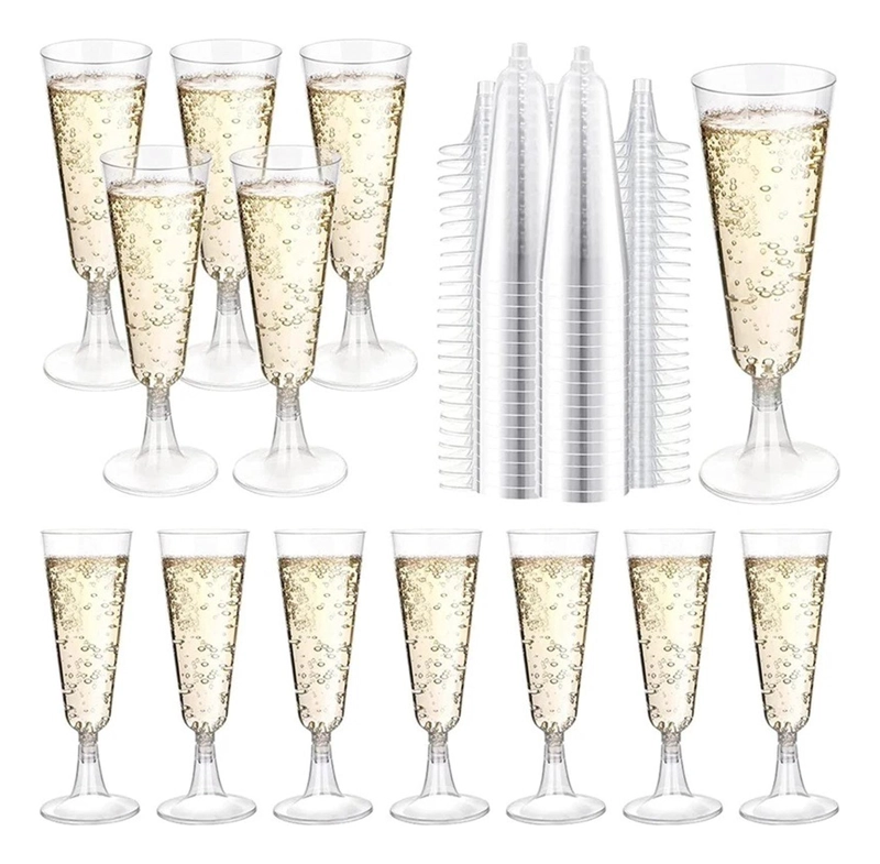 80 COPAS CHAMPAGNE COPA ACRILICO FLAUTA COPAS CHAMPAÑA 5OZ TRANSPARENTES - 1