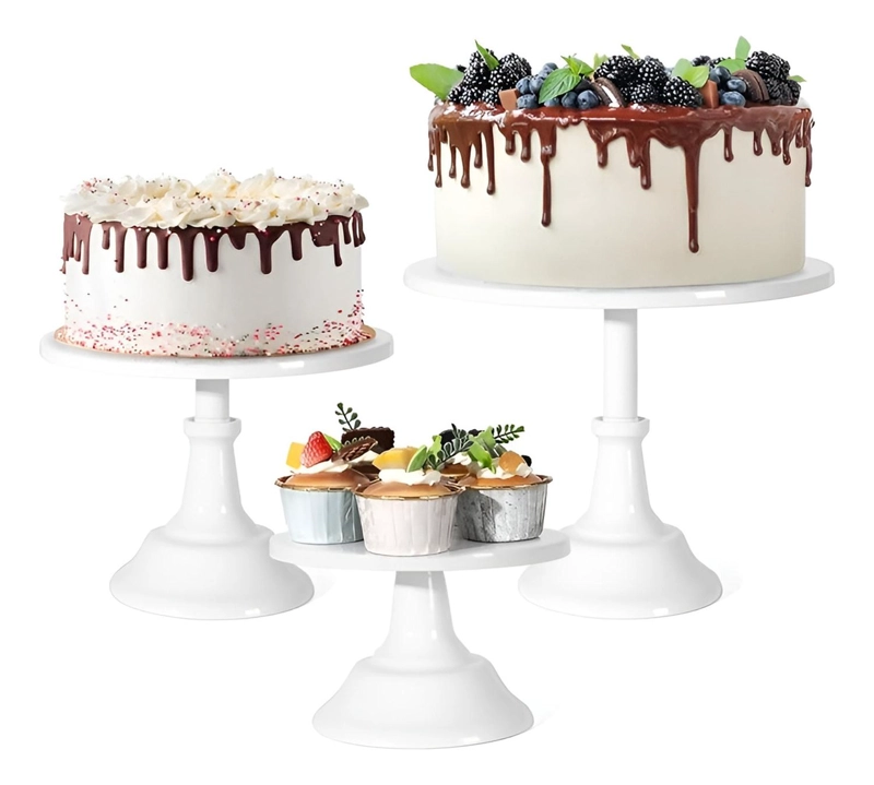 SET 3 BASE PARA TORTAS PORTA CUPCAKE PORTA TORTAS EXHIBICION BLANCO - 1