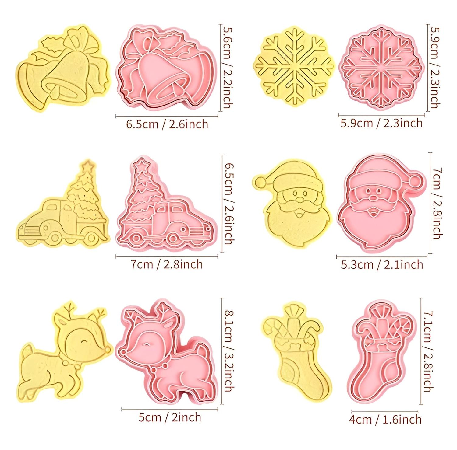 CORTADORES DE GALLETAS NAVIDAD MOLDES DE GALLETAS 3D 6PCS - 3