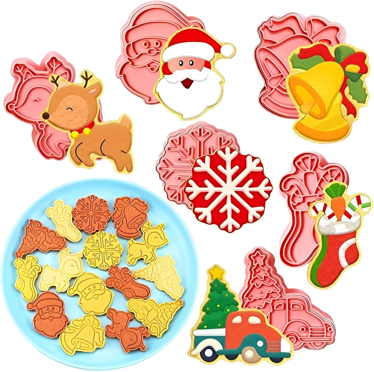 CORTADORES DE GALLETAS NAVIDAD MOLDES DE GALLETAS 3D 6PCS - 8