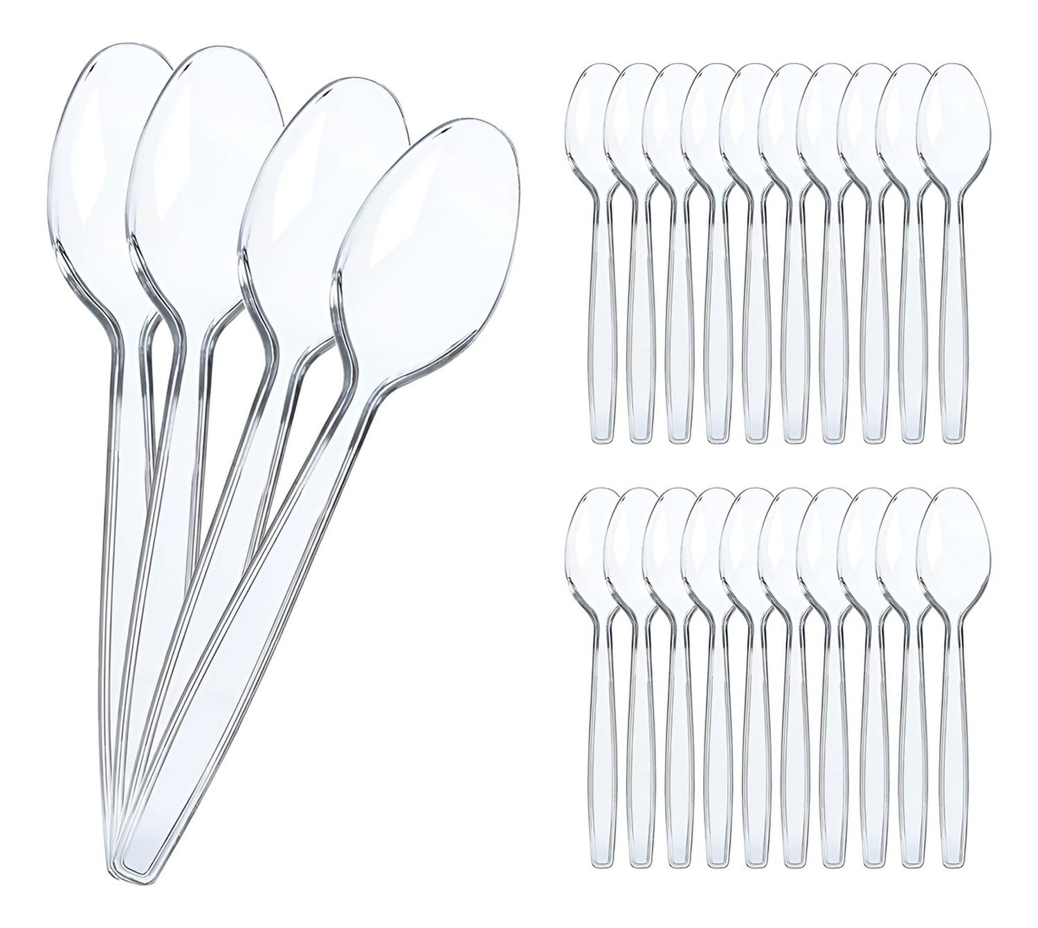 200 MINI CUCHARAS CUCHARAS PLASTICAS CUCHARA POSTRE CUCHARA TRANSPARENTES - 1