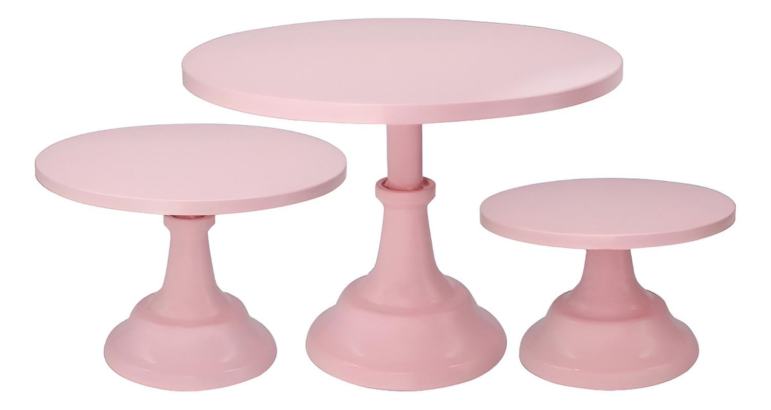 SET 3 PORTA TORTAS BASE PARA TORTAS PORTA CUPCAKE EXHIBICION ROSA - 5
