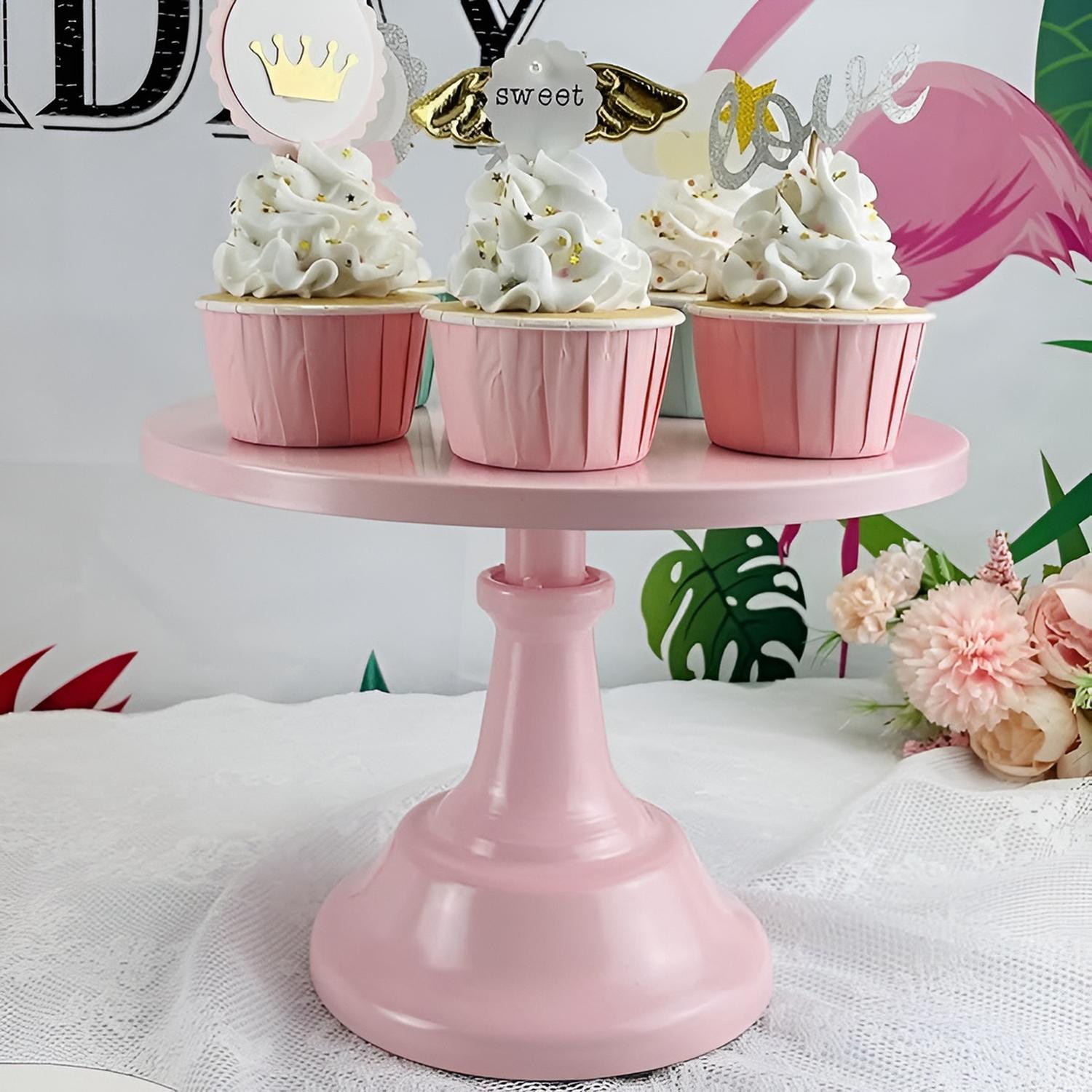 SET 3 PORTA TORTAS BASE PARA TORTAS PORTA CUPCAKE EXHIBICION ROSA - 6
