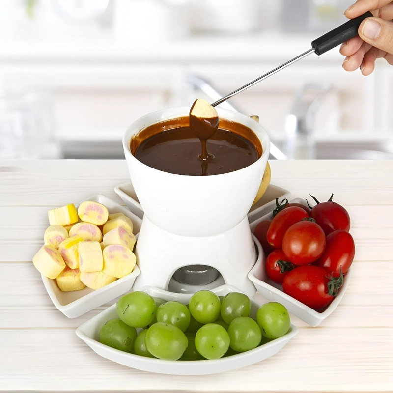 FONDUE QUESO JUEGO DE FONDUE CERAMICA FONDUE CHOCOLATE 10PCS - 4
