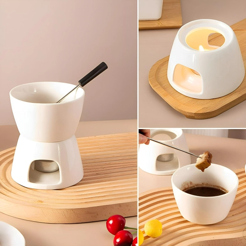 FONDUE QUESO JUEGO DE FONDUE CERAMICA FONDUE CHOCOLATE 10PCS - 6