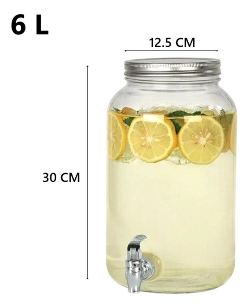 JARRO DE VIDRIO DISPENSADOR DE BEBIDAS JARRO PARA JUGOS 6L - 3