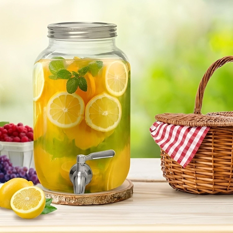 JARRO DE VIDRIO DISPENSADOR DE BEBIDAS JARRO PARA JUGOS 6L - 4