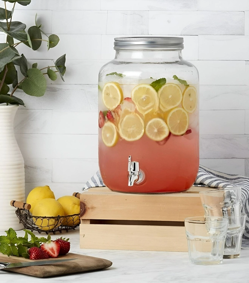 JARRO DE VIDRIO DISPENSADOR DE BEBIDAS JARRO PARA JUGOS 6L - 8