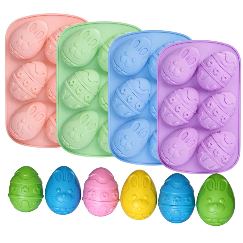 SET X4 MOLDES SILICONA HUEVOS DE PASCUA MOLDES PARA REPOSTERIA 3D ANTIADHERENTE - 1