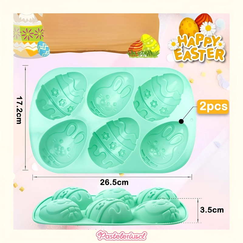 SET X4 MOLDES SILICONA HUEVOS DE PASCUA MOLDES PARA REPOSTERIA 3D ANTIADHERENTE - 3