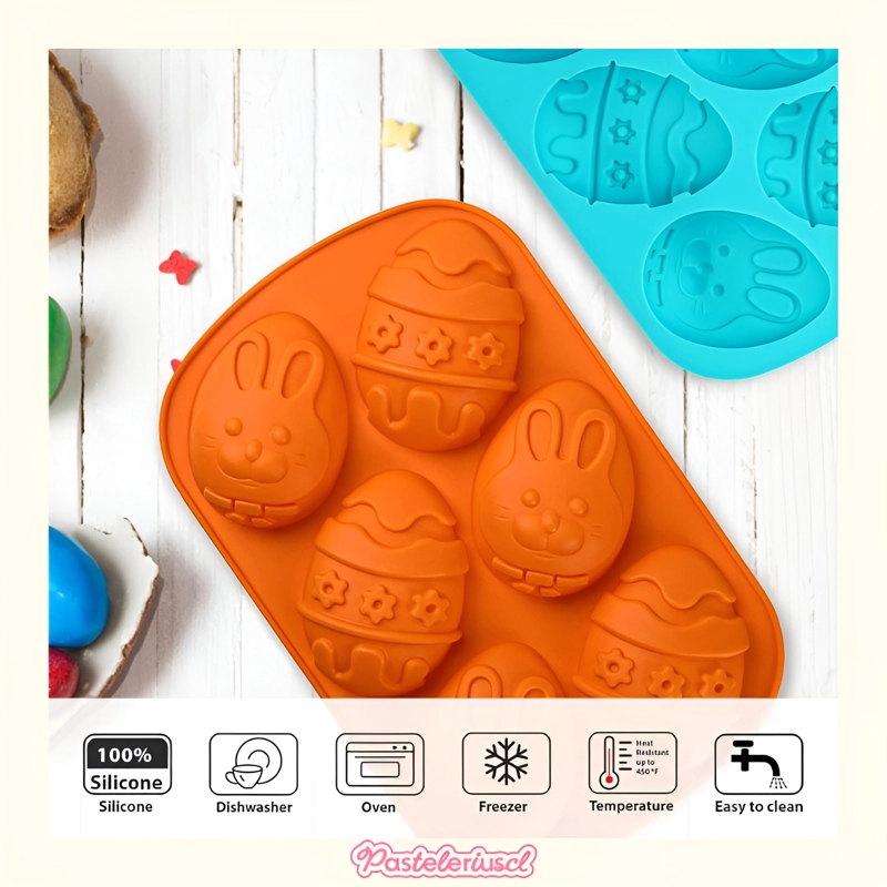 SET X4 MOLDES SILICONA HUEVOS DE PASCUA MOLDES PARA REPOSTERIA 3D ANTIADHERENTE - 6