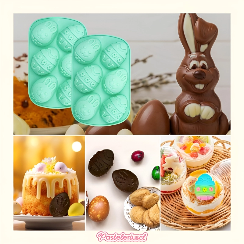 SET X4 MOLDES SILICONA HUEVOS DE PASCUA MOLDES PARA REPOSTERIA 3D ANTIADHERENTE - 9